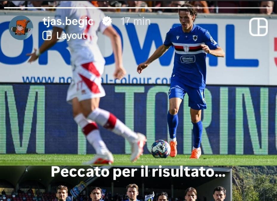 Sampdoria social, Begic: "Peccato per il risultato. Testa alta per martedì"