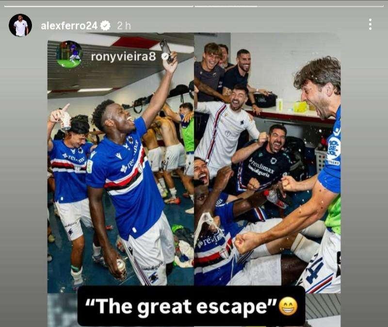 Social, Vieira celebra la seconda chance della Sampdoria: "The great escape"