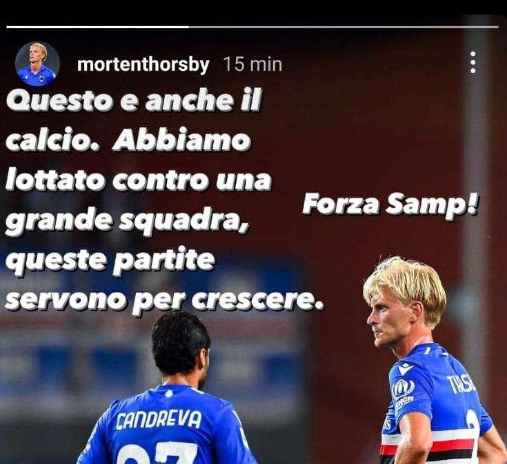 Thorsby: "Queste partite servono per crescere. Forza Samp!"