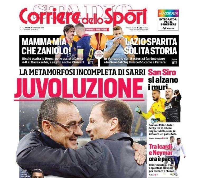Prima pagina del Corriere dello Sport: "Juvoluzione"