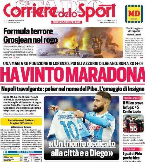 L'apertura del Corriere dello Sport: "Ha vinto Maradona"