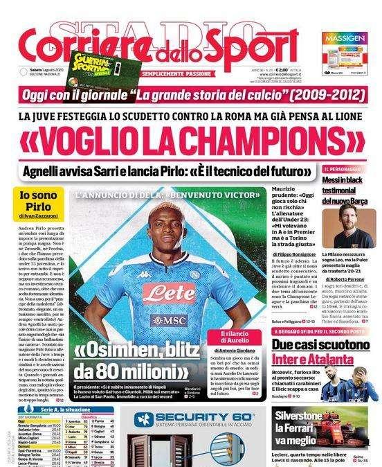 Corriere dello Sport, parla Agnelli: "Voglio la Champions"