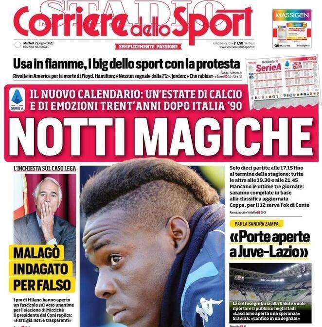 L'apertura del Corriere dello Sport: "Notti magiche"