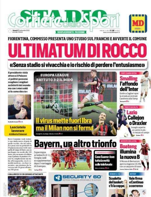 L'apertura del Corriere dello Sport sul Milan: "Ibra morde il virus"