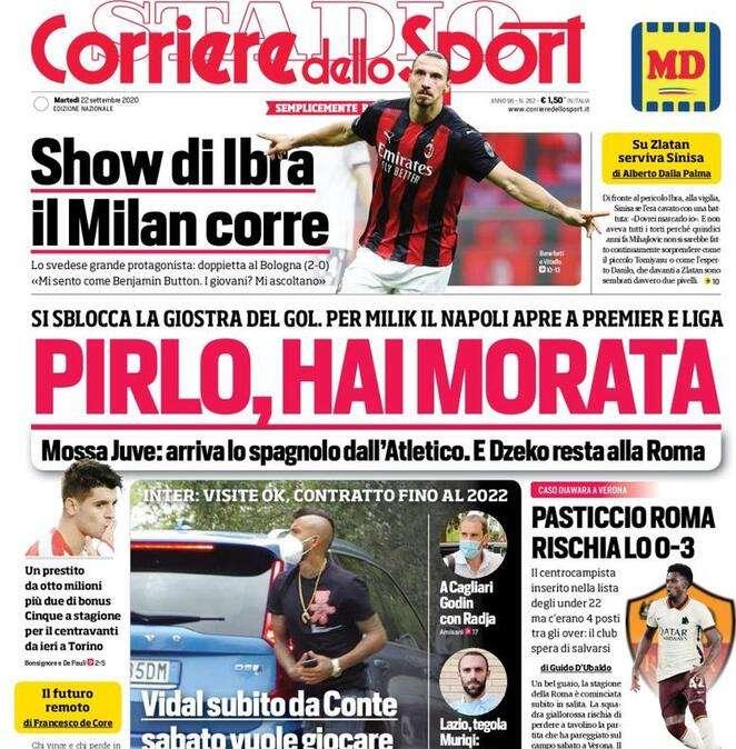 L'apertura del Corriere dello Sport: "Pirlo, hai Morata"