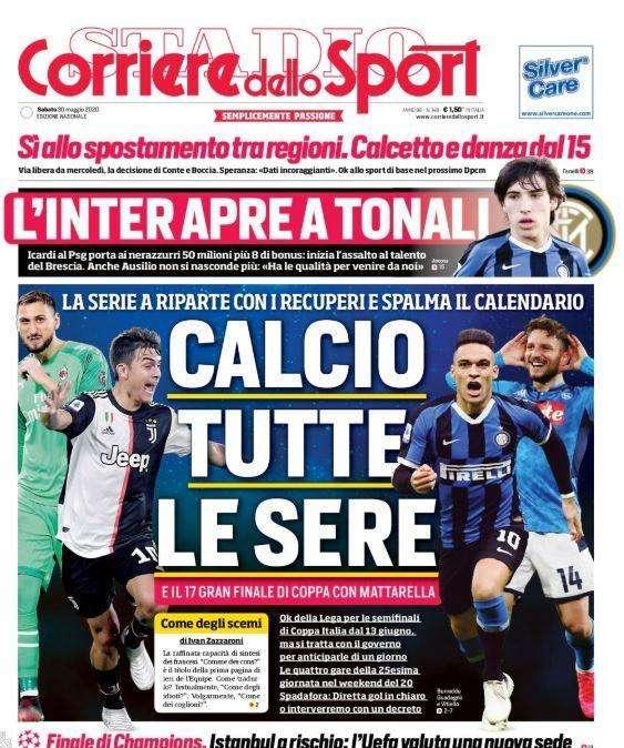 Corriere dello Sport in apertura: "Calcio tutte le sere"