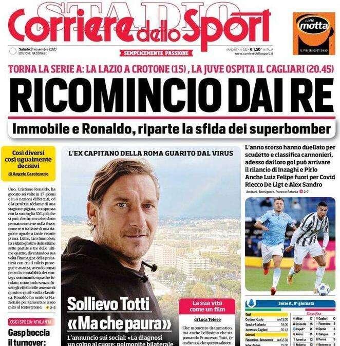 L'apertura del Corriere dello Sport: "Ricomincio dai re"