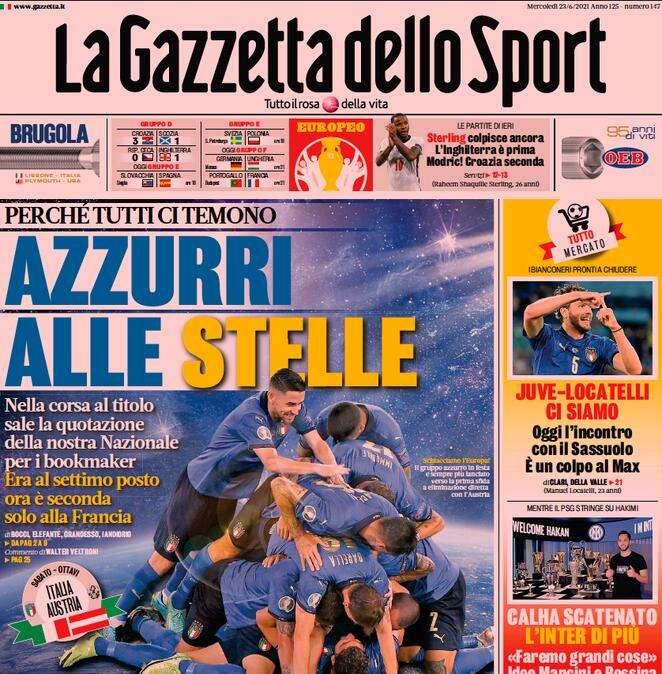 La Gazzetta dello Sport: "L'Italia spaventa l'Europa"