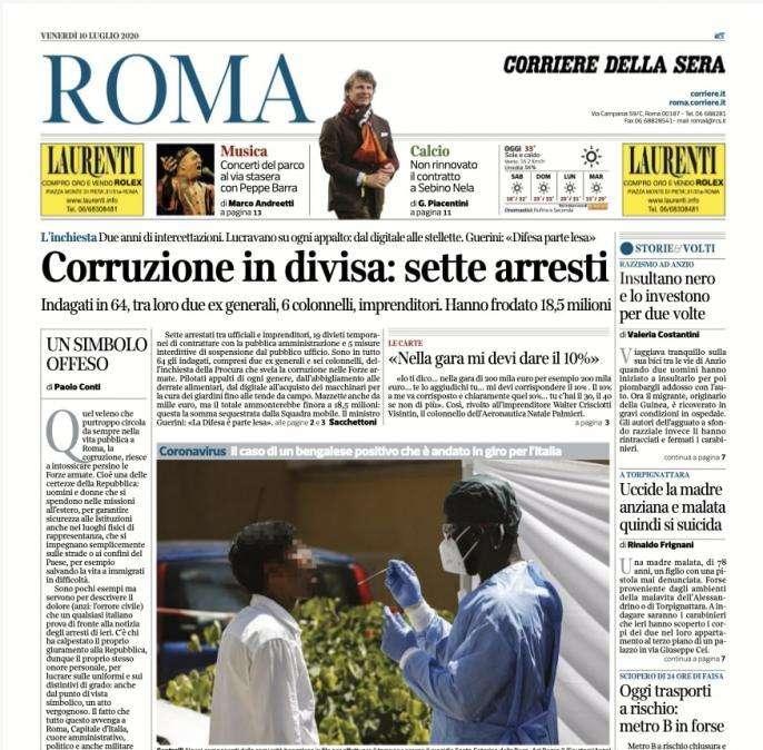 Corriere di Roma: "Lazio, emergenza continua: si allena metà squadra"