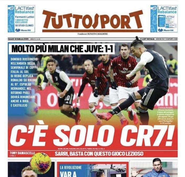 La prima pagina di Tuttosport di oggi: "C'è solo CR7!"