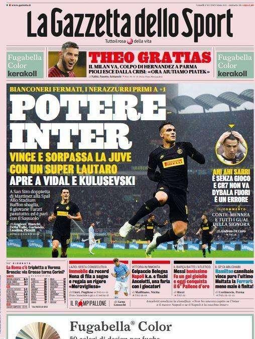 La prima pagina de La Gazzetta dello Sport: "Ahi ahi Sarri"