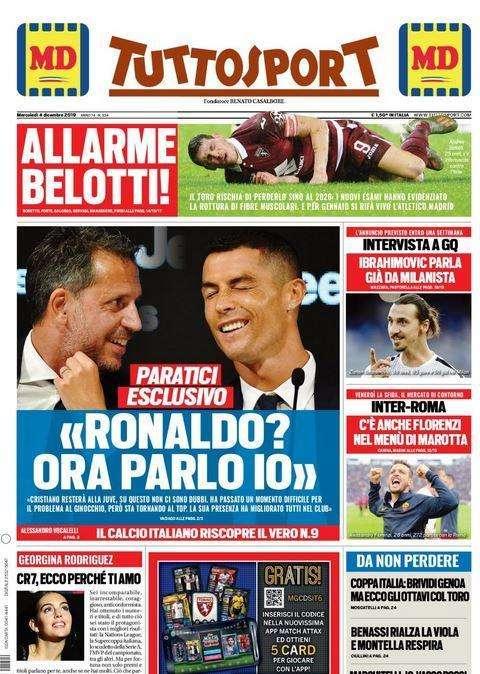 Tuttosport, intervista a Paratici: "Ronaldo? Ora parlo io"