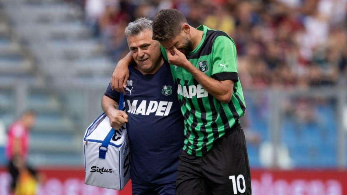 Berardi infortunio: il comunicato del Sassuolo con i tempi di recupero