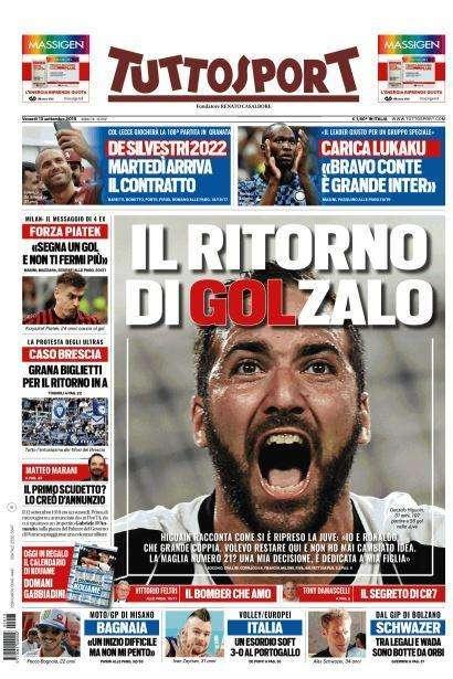 Tuttosport in prima pagina: "Juve, il ritorno di GoLzalo"