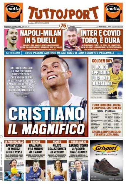 L'apertura di Tuttosport: "Cristiano il magnifico"