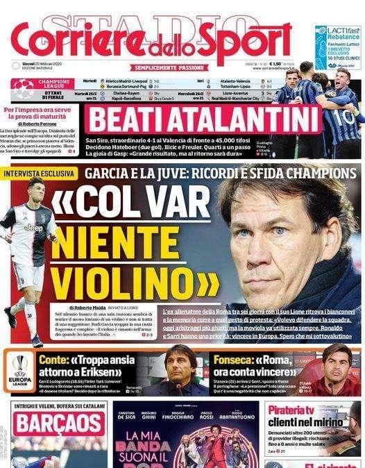 Corriere dello Sport, parla Rudi Garcia: "Col VAR niente violino"