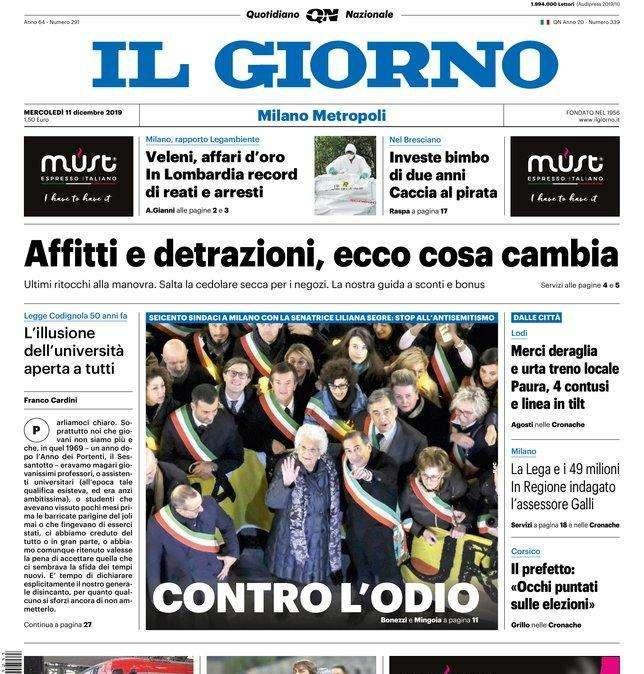Il Giorno: "Parata di stelle per la festa del Milan. Spettacolo contro il Sassuolo"