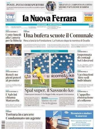 La Nuova Ferrara: "SPAL super, il Sassuolo va ko"