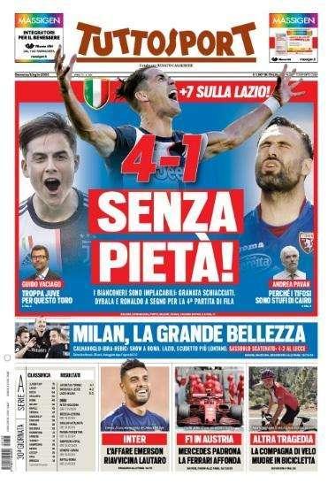 Tuttosport sulla Juventus: "4-1, senza pietà! Sassuolo scatenato"