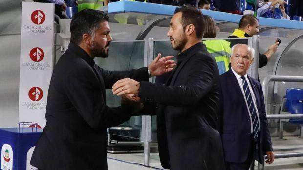 Sassuolo-Napoli precedenti tra i due allenatori De Zerbi e Gattuso - VIDEO