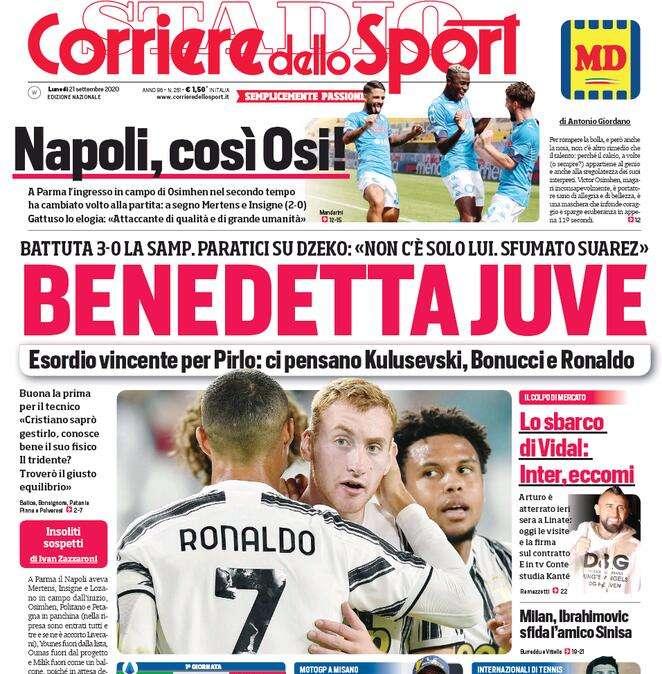 L'apertura del Corriere dello Sport: "Benedetta Juve"