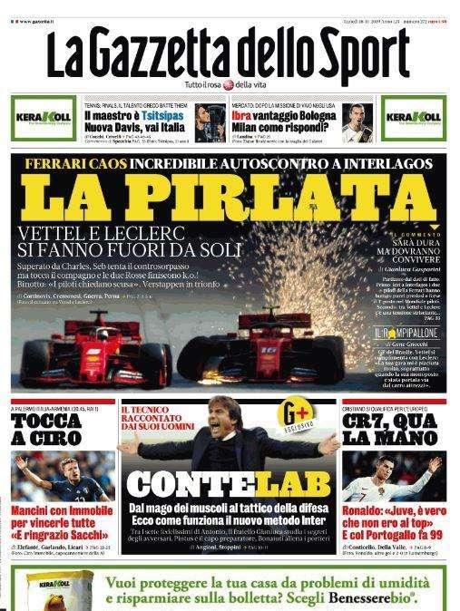 La prima pagina de La Gazzetta dello Sport sull'Italia: "Tocca a Ciro"