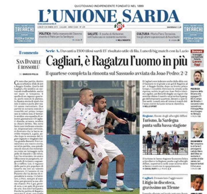 L'Unione Sarda: "Cagliari, è Ragatzu l'uomo in più"