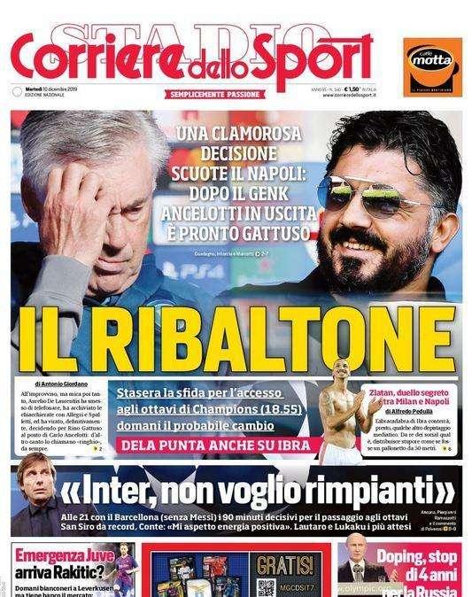 Il Corriere dello Sport in prima pagina sul Napoli: "Il ribaltone"