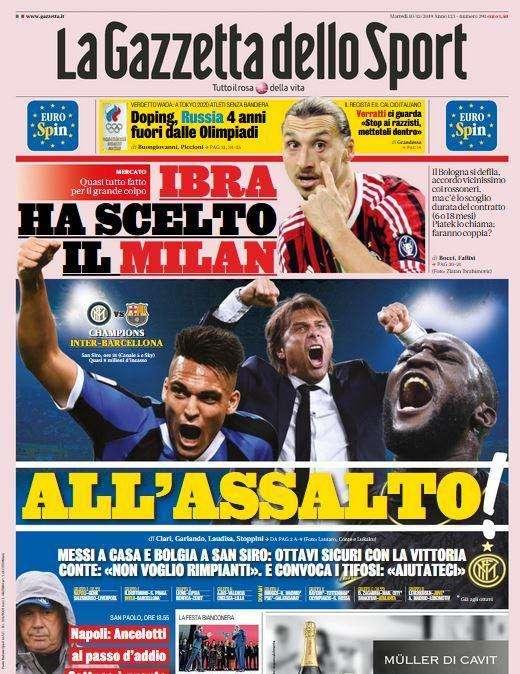 La Gazzetta dello Sport in prima pagina: "All'assalto"