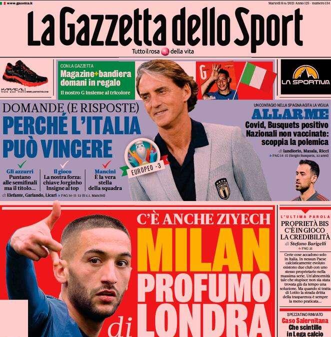 Rassegna stampa sportiva oggi: prime pagine martedì 8 giugno 2021