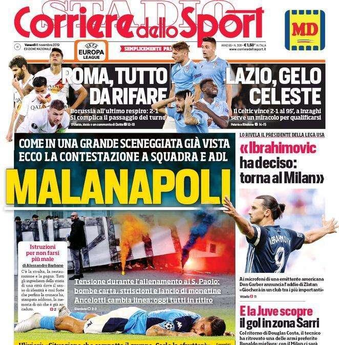 Corriere dello Sport in prima pagina oggi: "MalaNapoli"