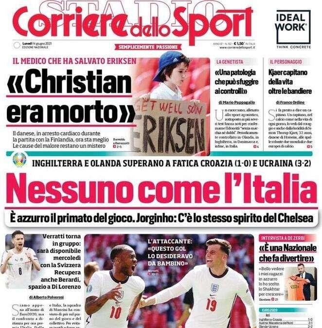 Corriere dello Sport: "Verratti sorride. Berardi recupera, con la Svizzera ci sarà"