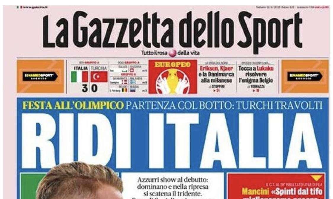 Rassegna stampa sportiva oggi: Berardi trascina l'Italia