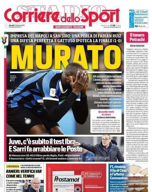 Corriere dello Sport su Lukaku: "Murato!"