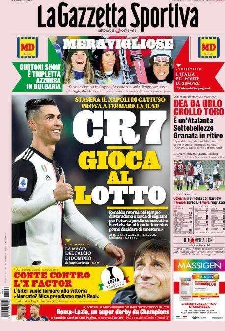 La Gazzetta dello Sport: "CR7 gioca al Lotto"