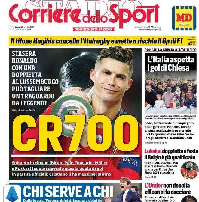 La prima pagina del Corriere dello Sport di oggi: "CR700"