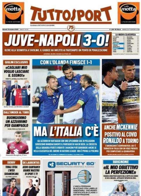 L'apertura di Tuttosport sulla Nazionale: "Ma l'Italia c'è"