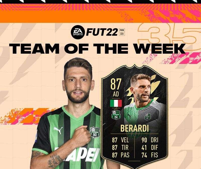 Domenico Berardi nel TOTW, il top team della settimana di FIFA 22