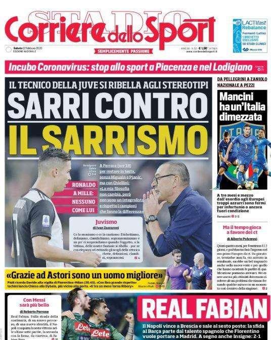 La prima del Corriere dello Sport: "Juve, Sarri contro il sarrismo"