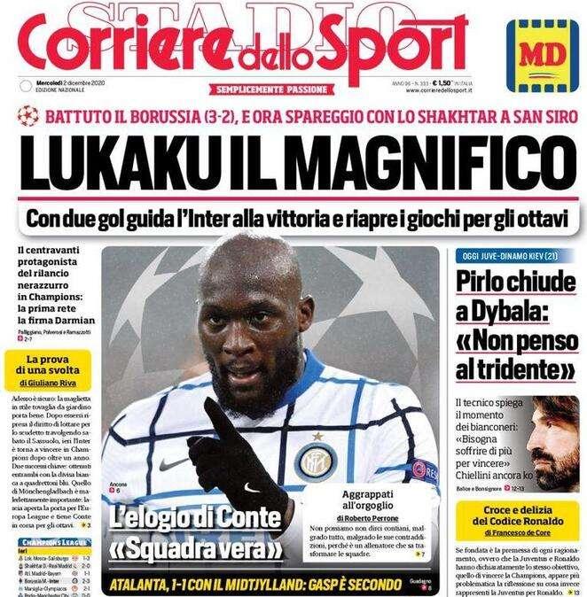L'apertura del Corriere dello Sport: "Lukaku il magnifico"