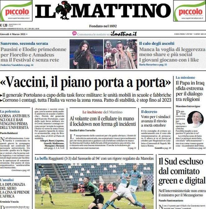 Il Mattino: "Napoli, il pari col Sassuolo è una pillola di cianuro"