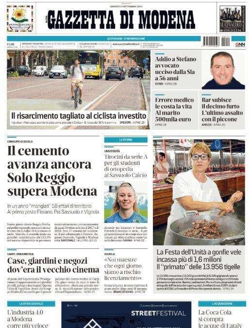 Gazzetta di Modena: "Sassuolo, accordo triennale con Unimore"