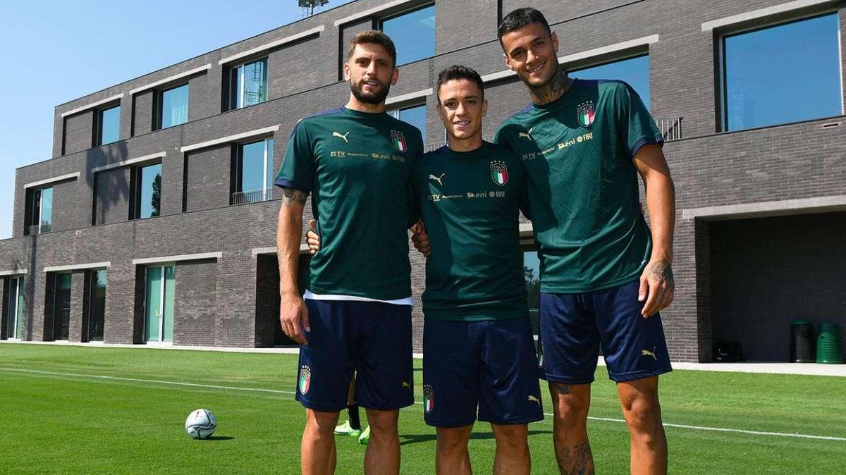 Minuto 73 di Italia-Lituania: Berardi-Raspadori-Scamacca, l'attacco è neroverde