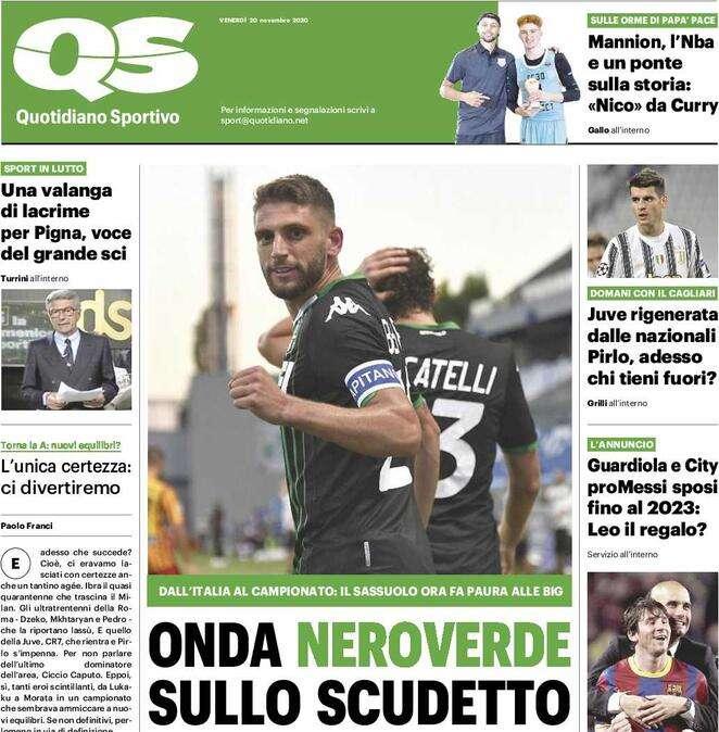 QS in apertura sul Sassuolo: "Onda neroverde sullo Scudetto"