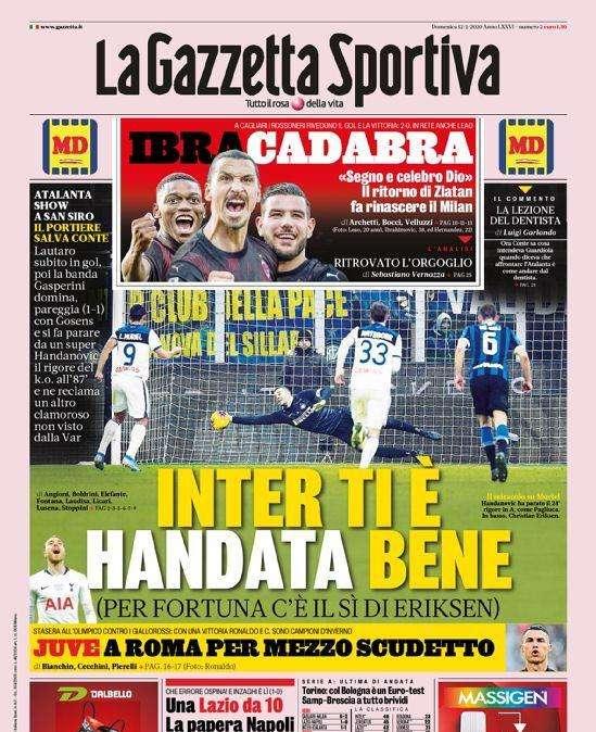 La Gazzetta dello Sport: "Inter, ti è andata bene"