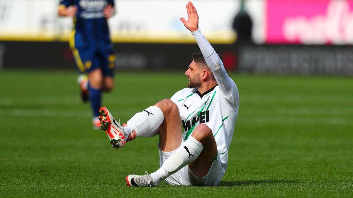 Berardi e il momento dell'infortunio al tendine d'Achille in Verona-Sassuolo VIDEO