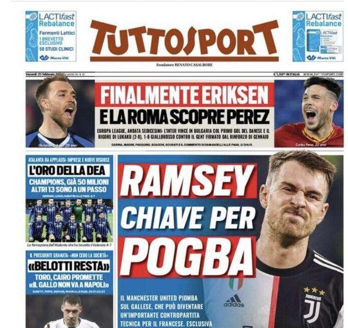 Tuttosport in prima pagina: "Ramsey chiave per Pogba"