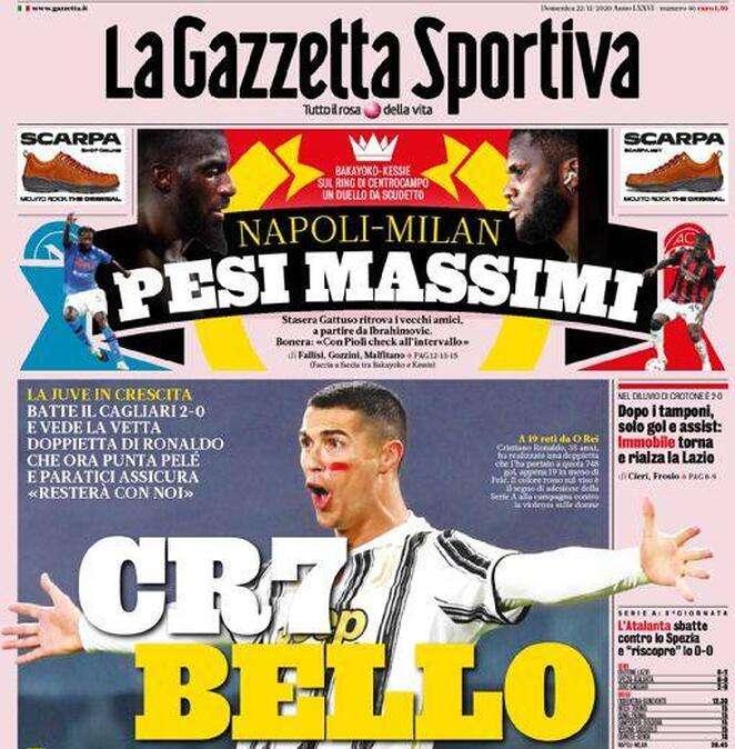 La Gazzetta dello Sport in apertura: "CR7 bello"