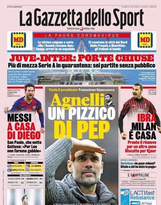 La Gazzetta dello Sport prima pagina: "Agnelli, un pizzico di Pep"