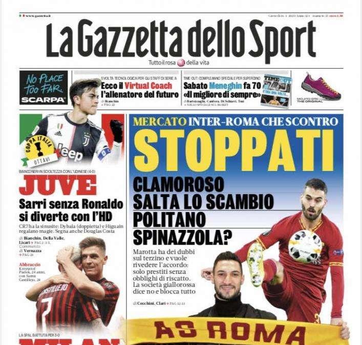 La Gazzetta dello Sport prima pagina: "Sarri senza Ronaldo si diverte con l'HD"
